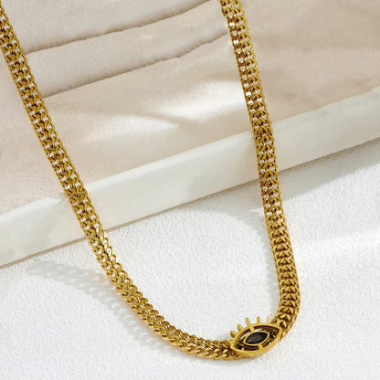 "Evil Eye themed Black CZ" Nacklace - 18K Premium Gold Plated