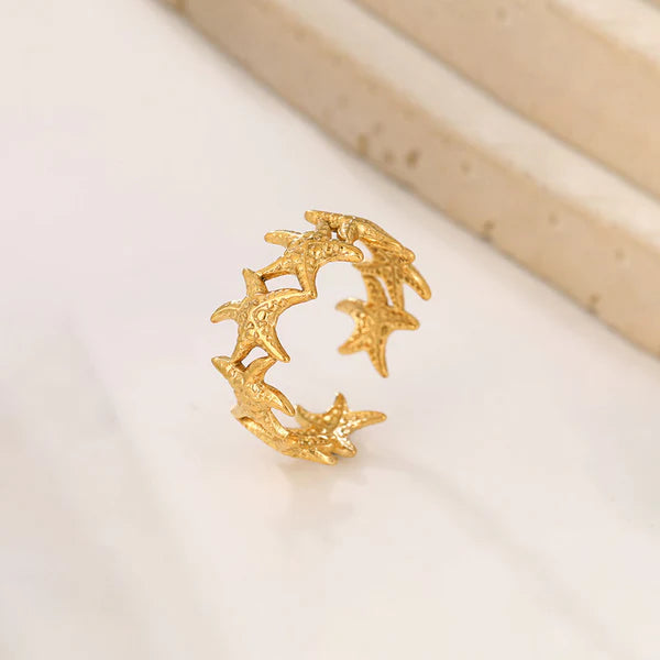 "Star Themed" Ring- 18K Premium Gold Plated