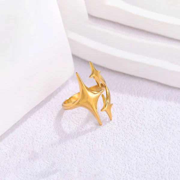 "Star Themed" Ring- 18K Premium Gold Plated
