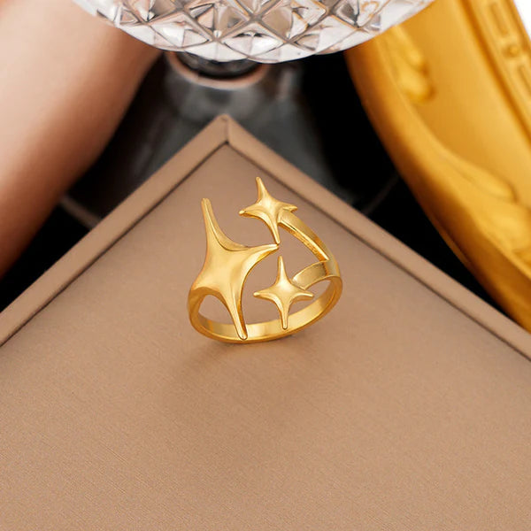 "Star Themed" Ring- 18K Premium Gold Plated