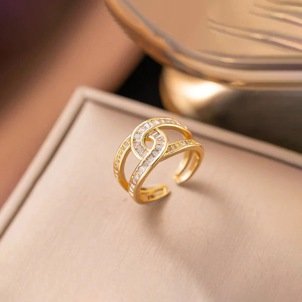"Interconnected Adjustable" Ring- 18K Premium Gold Plated