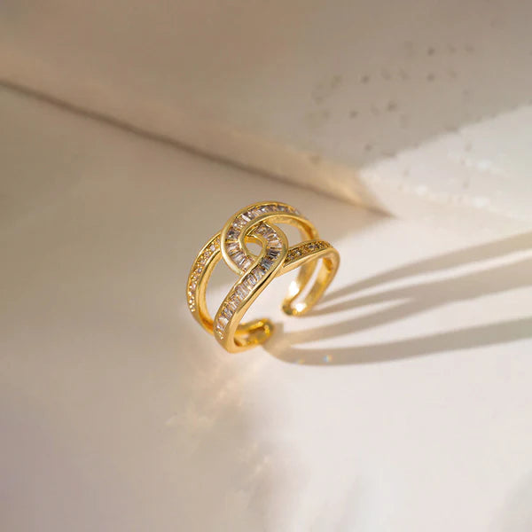 "Interconnected Adjustable" Ring- 18K Premium Gold Plated