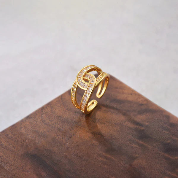 "Interconnected Adjustable" Ring- 18K Premium Gold Plated