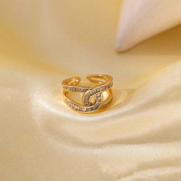 "Interconnected Adjustable" Ring- 18K Premium Gold Plated