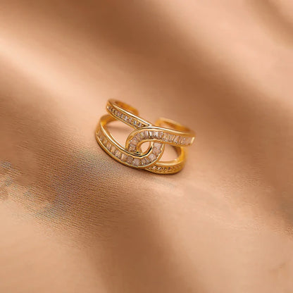 "Interconnected Adjustable" Ring- 18K Premium Gold Plated
