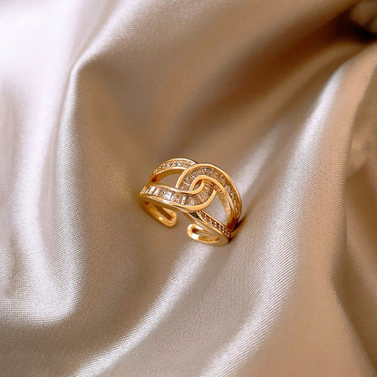 "Interconnected Adjustable" Ring- 18K Premium Gold Plated