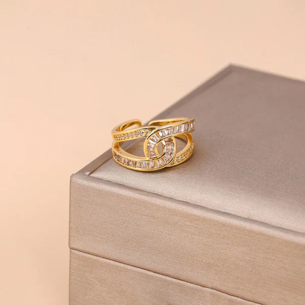 "Interconnected Adjustable" Ring- 18K Premium Gold Plated