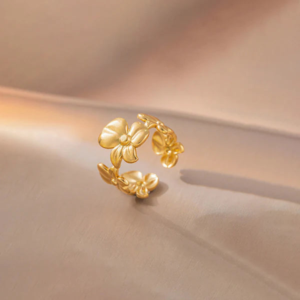 "Floral Adjustable" Ring- 18K Premium Gold Plated