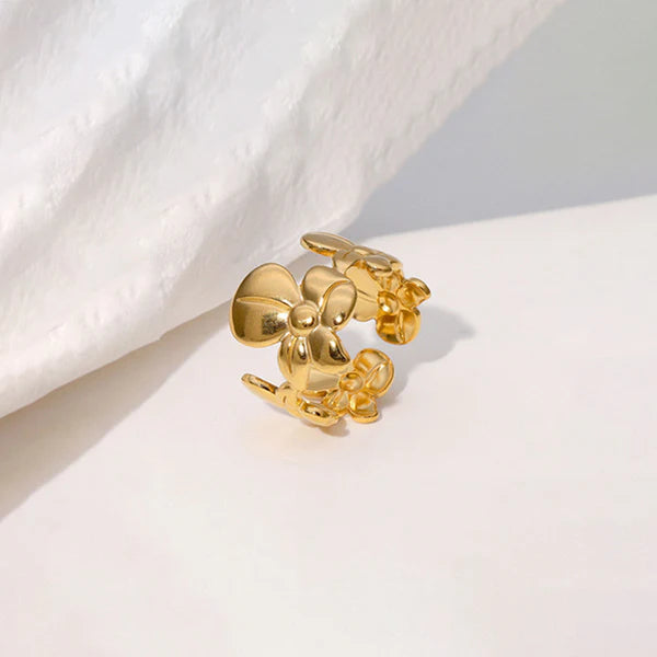 "Floral Adjustable" Ring- 18K Premium Gold Plated
