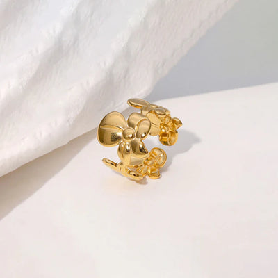 "Floral Adjustable" Ring- 18K Premium Gold Plated