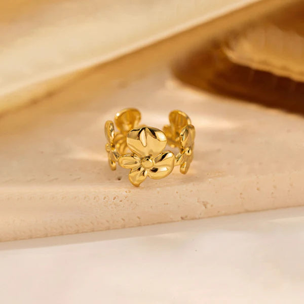 "Floral Adjustable" Ring- 18K Premium Gold Plated