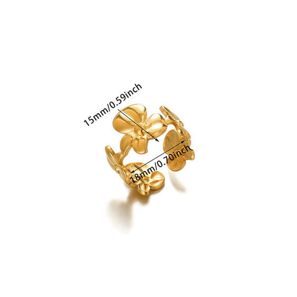 "Floral Adjustable" Ring- 18K Premium Gold Plated