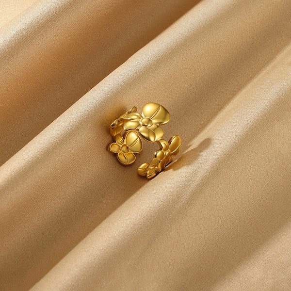 "Floral Adjustable" Ring- 18K Premium Gold Plated