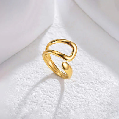 "Contemporary Adjustable Finger" Ring- 18K Premium Gold Plated