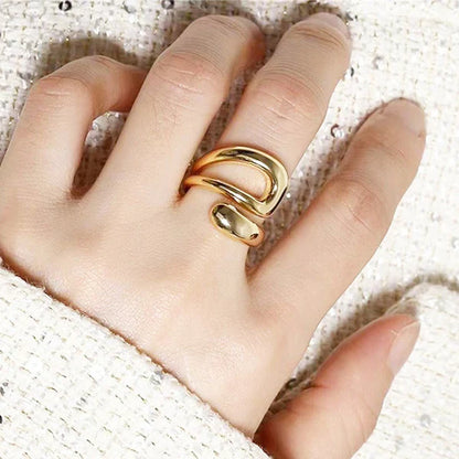 "Contemporary Adjustable Finger" Ring- 18K Premium Gold Plated