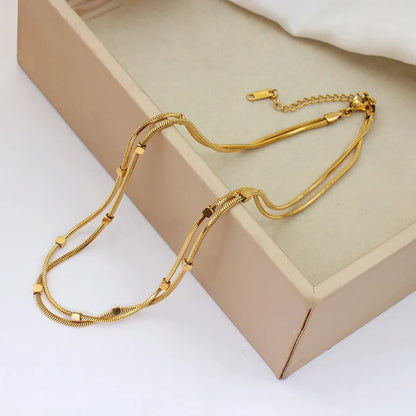 "Geometric Dual Strand" Necklace- 18K Premium Gold Plated