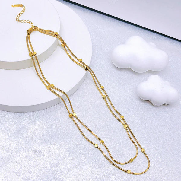 "Geometric Dual Strand" Necklace- 18K Premium Gold Plated