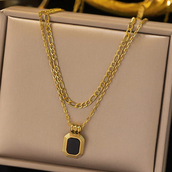 "Geometric Dual Strand" Necklace- 18K Premium Gold Plated