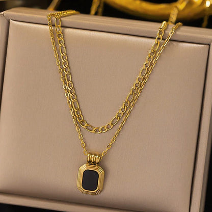 "Geometric Dual Strand" Necklace- 18K Premium Gold Plated