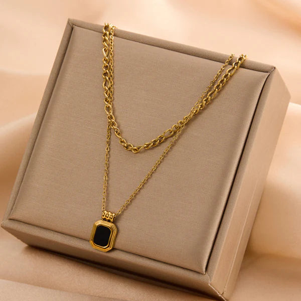 "Geometric Dual Strand" Necklace- 18K Premium Gold Plated