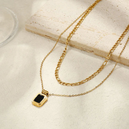 "Geometric Dual Strand" Necklace – 18K Premium Gold Plated
