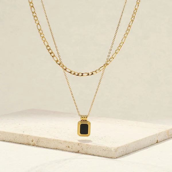 "Geometric Dual Strand" Necklace- 18K Premium Gold Plated
