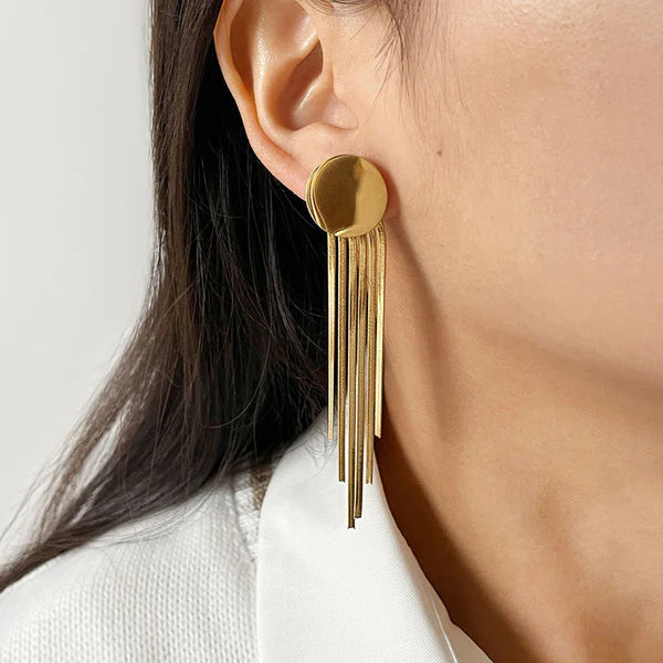 "Geometric Statement Tassel" Earring- 18K Premium Gold Plated