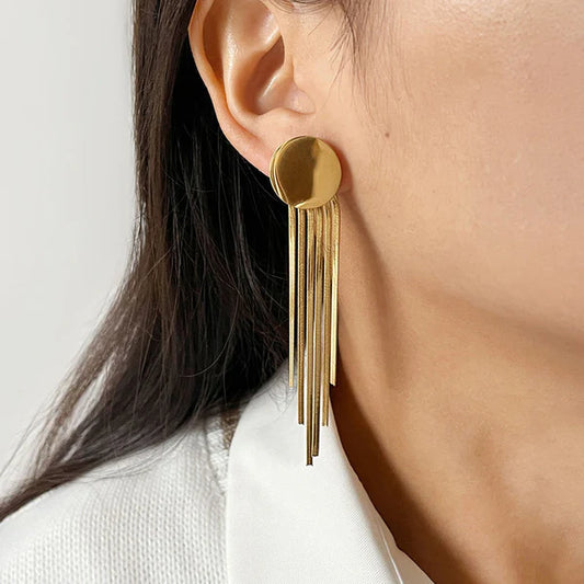 "Geometric Statement Tassel" Earrings – 18K Premium Gold Plated