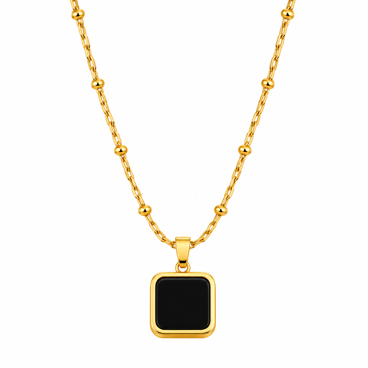 Black Geometric Pendant Necklace