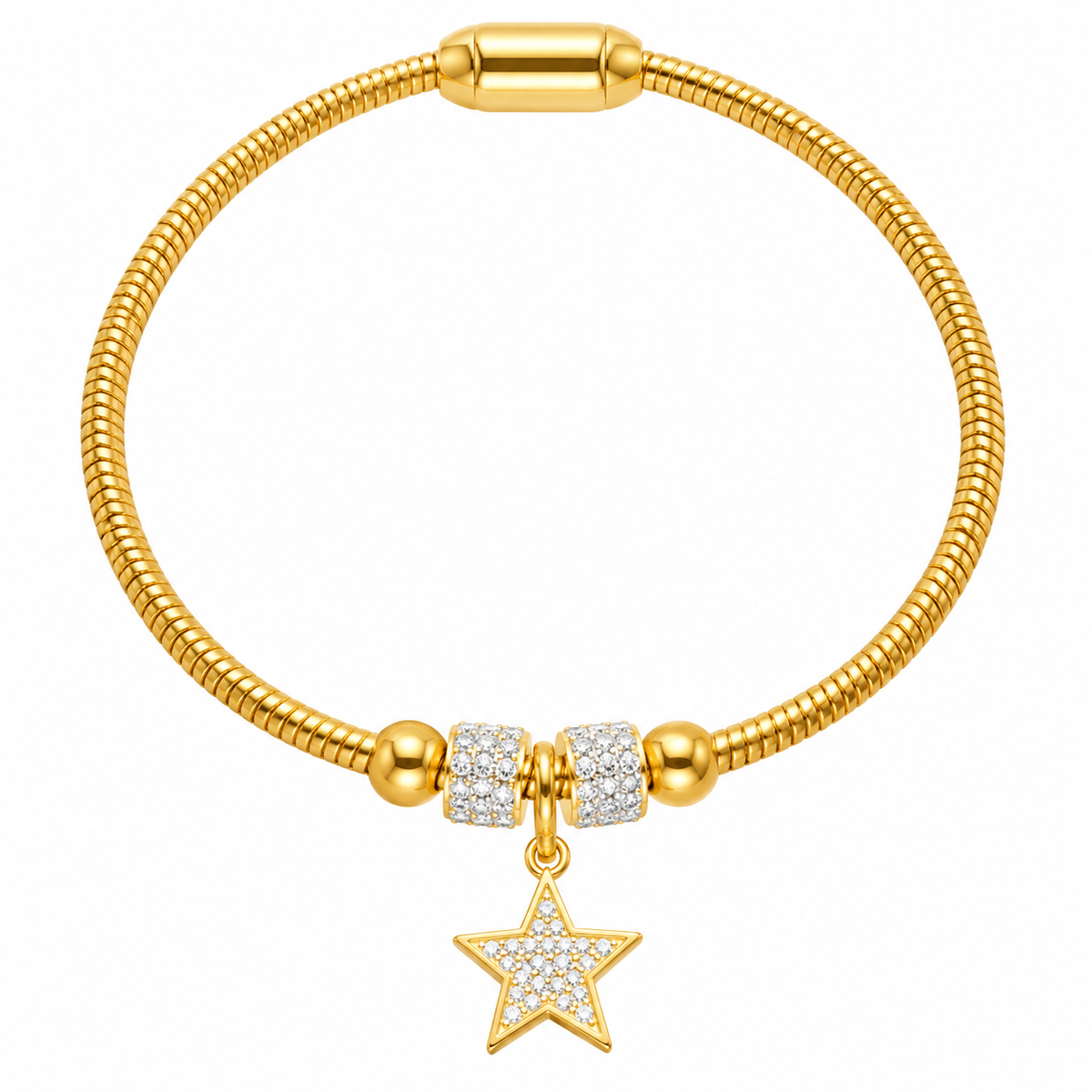 Celestial Crystal Star Charm Gold Bracelet