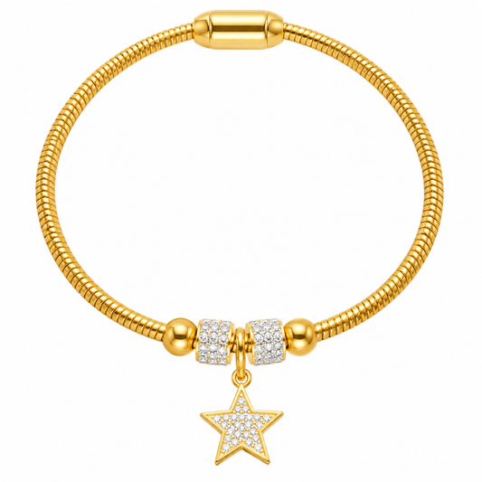 Celestial Crystal Star Charm Gold Bracelet