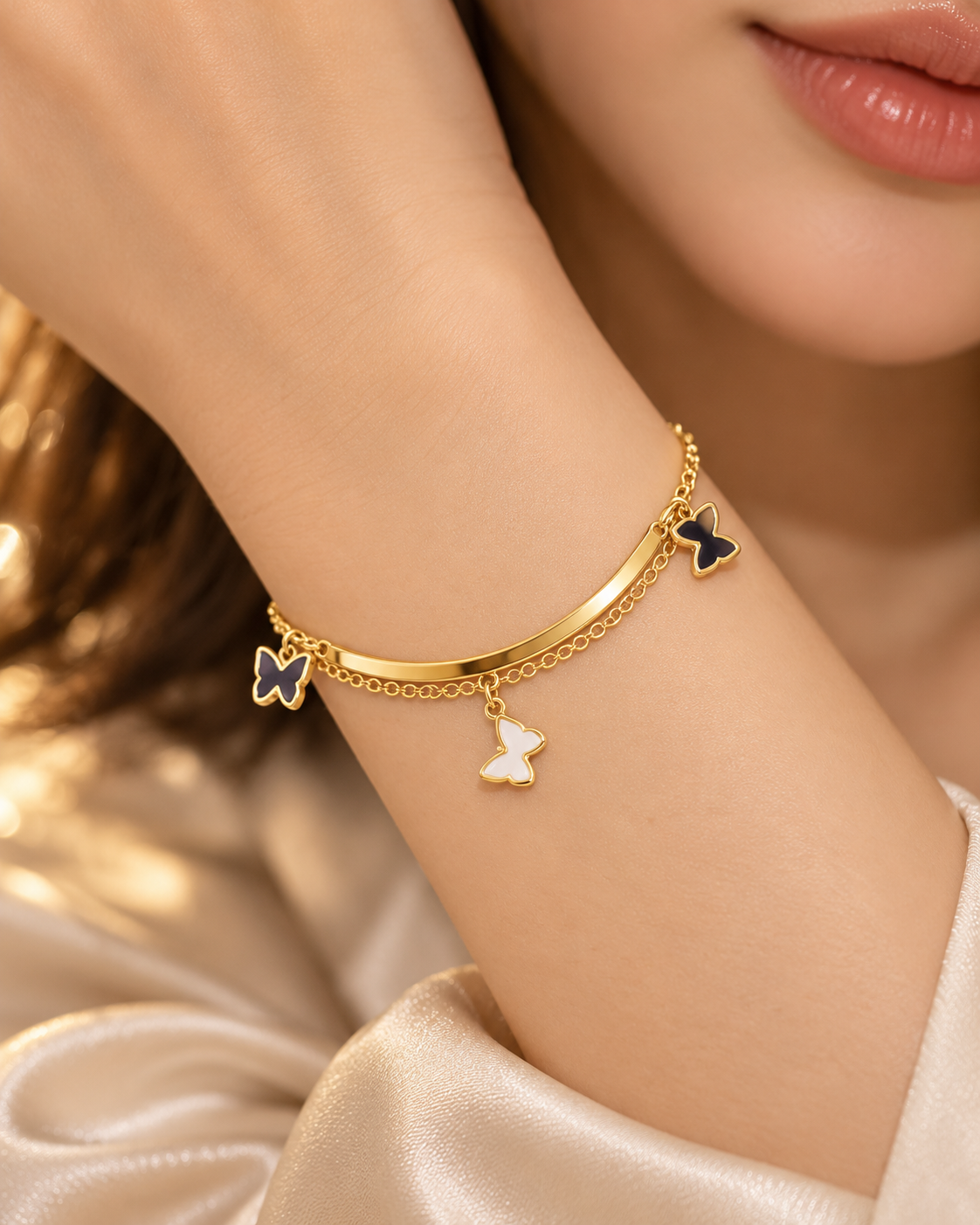 Celeste Butterfly Gold Charm Bracelet