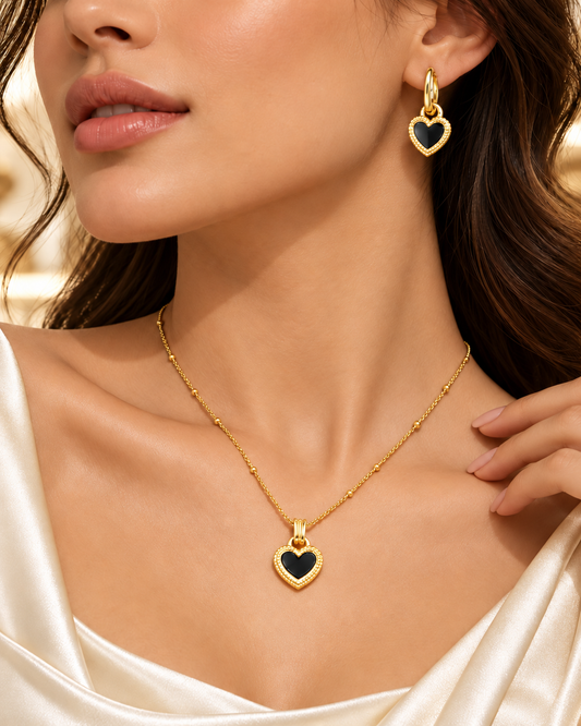 Heart Pendant Necklace & Earrings Set