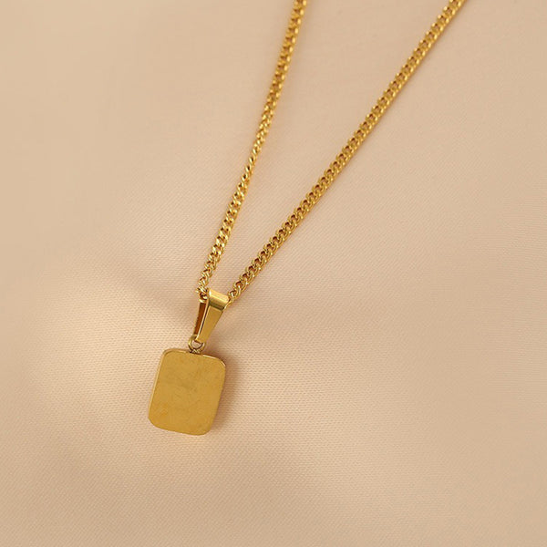 "Green Geometric Pendant" Necklace- 18K Premium Gold Plated