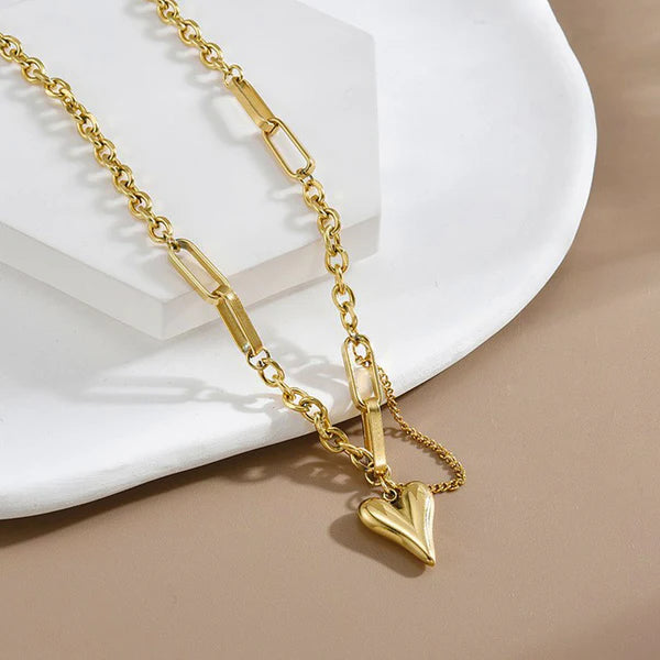 "Heart Themed Rope Chain" Necklace- 18K Premium Gold Plated