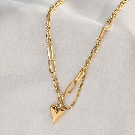 "Heart Themed Rope Chain" Necklace – 18K Premium Gold Plated
