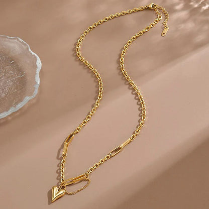 "Heart Themed Rope Chain" Necklace- 18K Premium Gold Plated