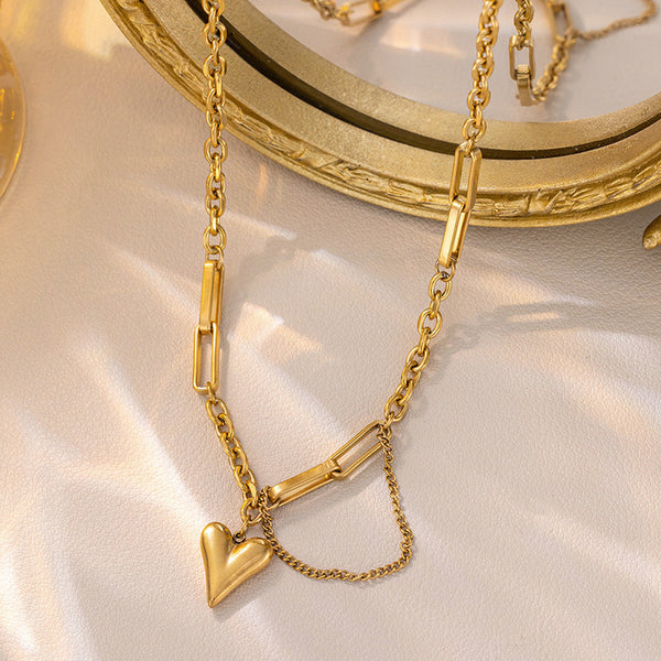 "Heart Themed Rope Chain" Necklace- 18K Premium Gold Plated