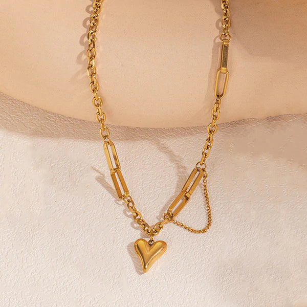 "Heart Themed Rope Chain" Necklace- 18K Premium Gold Plated