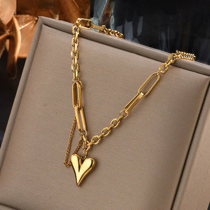 "Heart Themed Rope Chain" Necklace- 18K Premium Gold Plated