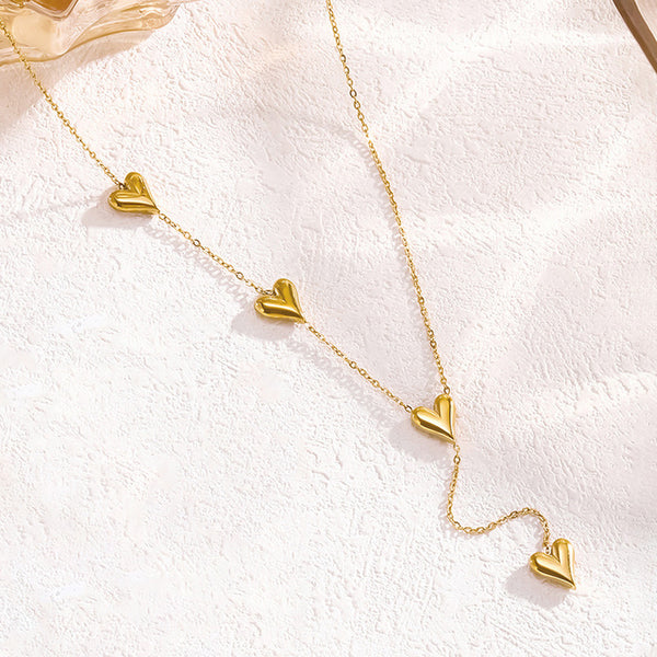 "Heart Themed Long" Necklace- 18K Premium Gold Plated