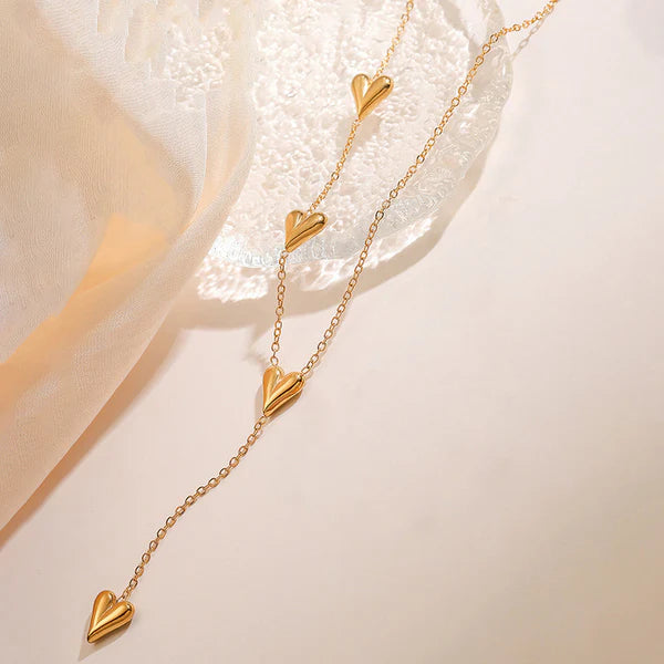 "Heart Themed Long" Necklace- 18K Premium Gold Plated