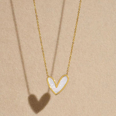 "Heart Themed MOP Pendant" Necklace- 18K Premium Gold Plated