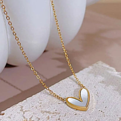 "Heart MOP Pendant" Necklace – 18K Premium Gold Plated