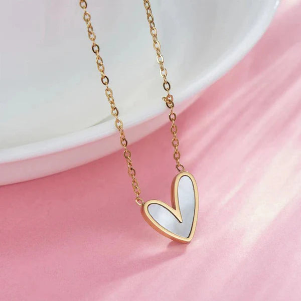 "Heart MOP Pendant" Necklace – 18K Premium Gold Plated