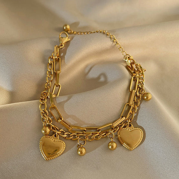 "Heart themed Wraparound" Bracelet- 18K Premium Gold Plated