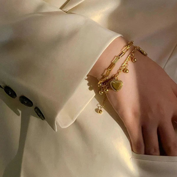 "Heart themed Wraparound" Bracelet- 18K Premium Gold Plated