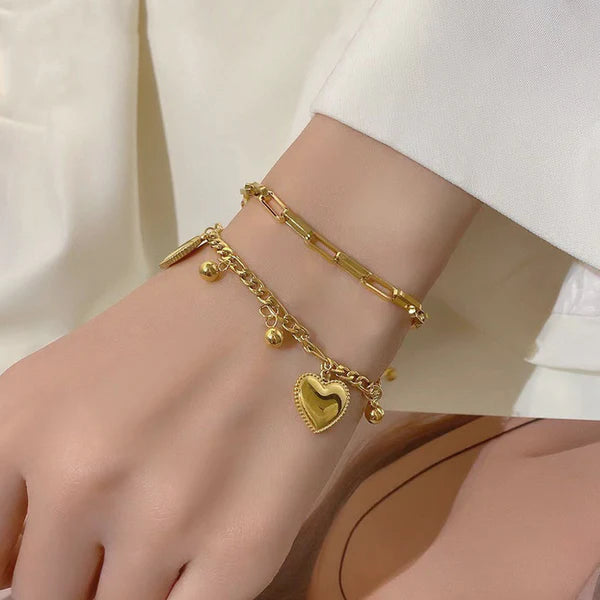 "Heart themed Wraparound" Bracelet- 18K Premium Gold Plated