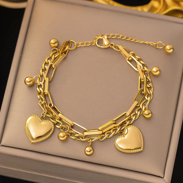 "Heart themed Wraparound" Bracelet- 18K Premium Gold Plated