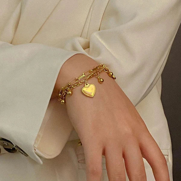 "Heart themed Wraparound" Bracelet- 18K Premium Gold Plated